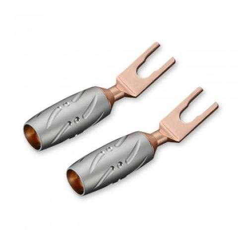 Viborg VS701 Pure copper Y Spade Speaker Plugs Audio Screw Fork Connector Adapter / 4 pcs
