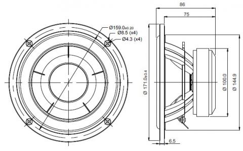 SB Acoustics SB17NAC35-8 / 6 Nisko-średniotonowy, 35mm VC