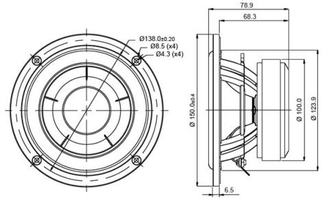 SB Acoustics SB15CAC30-4 / 5 Nisko-średniotonowy, 30mm VC