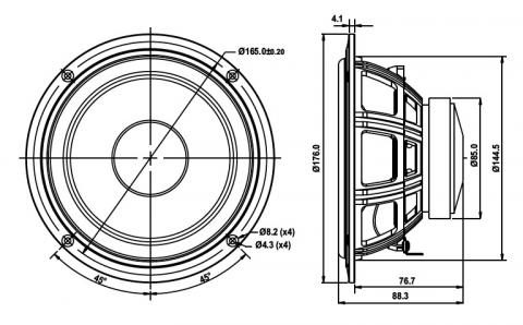Głośnik SB Acoustics SB16PFCR25-4 / 6 Nisko-średniotonowy, 25mm VC