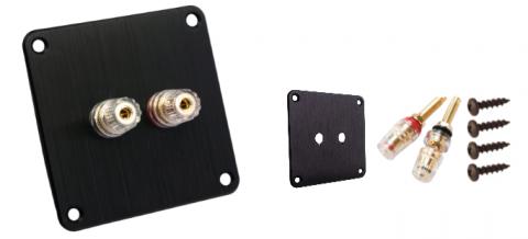 Terminal plate with binding posts M8 520D Gold - Black anodised - 100x100x3mm