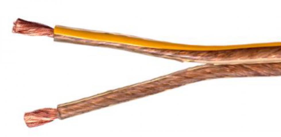 Cable 2x2,5mm2 =13AWG Cu99,97% trans. insu / yellow. Twill weave