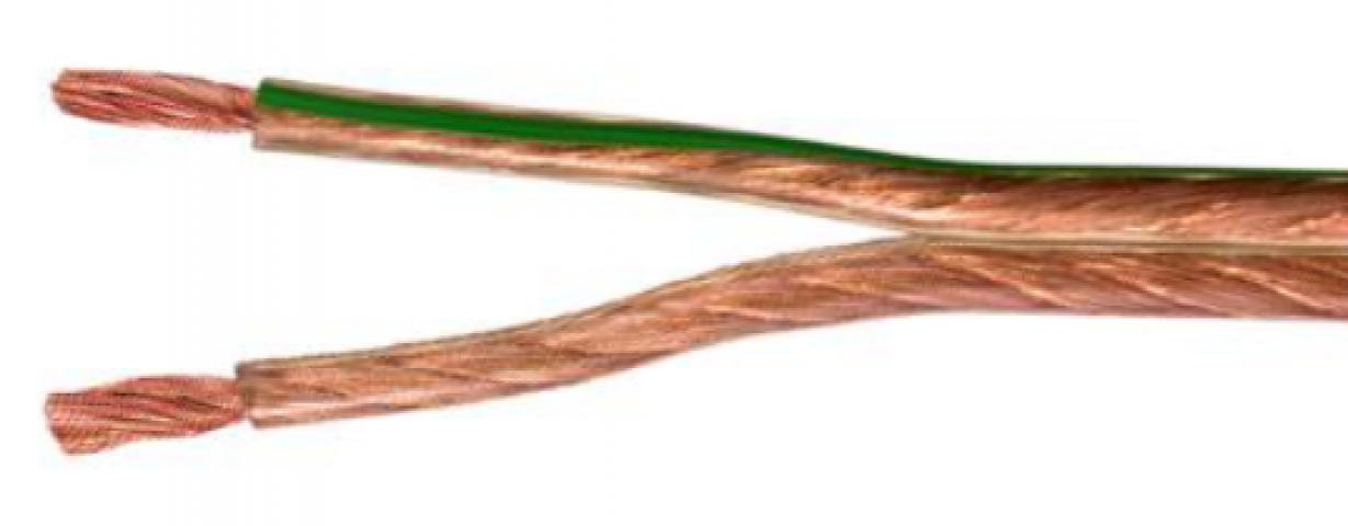 Cable 2x2,5mm2 =13AWG Cu99,97% trans. insu / green. Twill weave