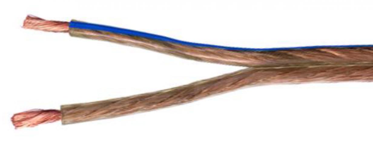 Cable 2x2,5mm2 =13AWG Cu99,97% trans. insu / blue. Twill weave