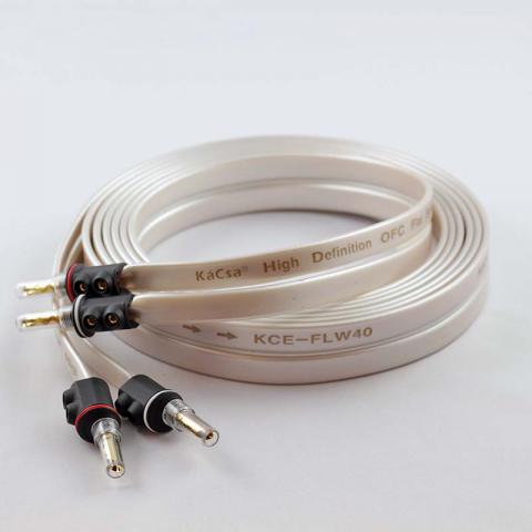 Przewód głośnikowy KaCsa KCE-FLW25-3 (2x2,5mm2) / płaski / wtyki bananowe  - długość 2x3 m