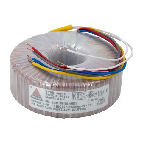 Amplimo 58016 / 160 VA / transformator toroidalny / 230 V AC / 2 × 25 V (1)