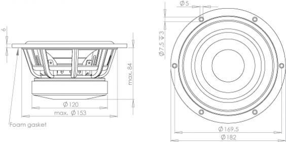 Głośnik Wavecor WF182BD04 7" Membrana papierowa  8 ohm